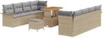 vidaXL Garten-Sofa-Set H&ouml;henverstellbar 11-Tlg Beige Poly Rattan 3362112