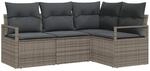 vidaXL Sofa Set mit Kissen mit Speicher 4 Stk Grau Poly-Rattan 3355028