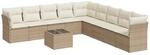 vidaXL 10-Tlg Garten-Sofagarnitur mit Kissen Beige Poly Rattan 3249627