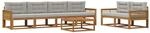 vidaXL Outdoor-Sofagarnitur mit Kissen 7 Stk Natur und Hellgrau 3382369