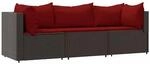 vidaXL 3-Tlg Garten-Lounge-Set mit Kissen Braun Poly Rattan 319814