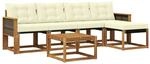 vidaXL Outdoor-Sofagarnitur mit Kissen 6 Stk Natur und Creme 3381898