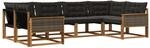 vidaXL Outdoor-Sofagarnitur mit Kissen 6 Stk Natur und Schwarz 3381644