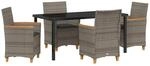 vidaXL Garten Essgruppe 5-Tlg Grau Poly Rattan 3381096