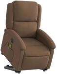vidaXL Elektrischer Massagesessel mit Aufstehhilfe Braun Stoff 3204204