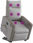 vidaXL Massagesessel mit Aufstehhilfe Elektrisch Wolkengrau Stoff 3324104