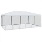 vidaXL Partyzelt mit 10 Mesh-Seitenteilen Wei&szlig; 6x4 m HDPE 4010066