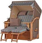 bene,iving Strandkorb Komplettset Schaalsee Teak PE grau Modell 520