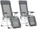 vidaXL Klappbare Liegest&uuml;hle mit Fu&szlig;teil 2 Stk Grau Textilene 360145