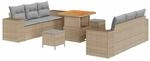 vidaXL Gartensofa-set mit Kissen 9-Tlg Beige und Hellgrau Poly-Rattan 3363907