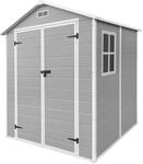 ECD Germany Gartenhaus 4,2 m&sup3; 151x182x220 cm Hellgrau aus Kunststoff