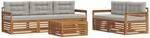 vidaXL Outdoor-Sofagarnitur mit Kissen 6-Tlg Natur und Hellgrau 3373006