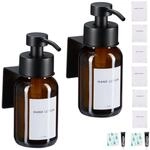 Relaxdays Wandseifenspender 2er Set Glas Edelstahl Schwarz Braun Selbstklebend