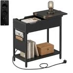 Relaxdays Beistelltisch MDF Eisen Schwarz Mit Steckdose 60 cm x 60 cm x 31,5 cm