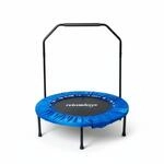 Relaxdays Trampolin mit Haltestange Stahl Kunststoff Nylon Blau Klappbar Rutschfest
