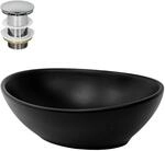 ML-Design Waschbecken aus Keramik Schwarz Matt 41x33,5x14,5cm mit Ablaufgarnitur