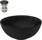 ML-Design Waschbecken Keramik Schwarz Matt 32x13,5cm Rund inkl Ablaufgarnitur