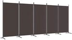 vidaXL 5 Tlg Paravent Braun 433x180 cm Stoff 350267