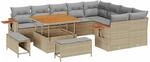 vidaXL Gartensofa-Set mit Kissen 12 Stk Beige und Hellgrau 3363207