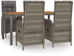 vidaXL 5-Tlg Garten-Essgruppe mit Kissen Grau Poly Rattan 3185040