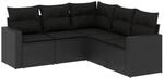 vidaXL 5-Tlg Garten-Sofagarnitur mit Kissen Schwarz Poly Rattan 3251282