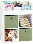 SoBuy Kinder B&uuml;cherregal Kinderregal mit 2 Stoffboxen Spielzeugregal KMB79-W