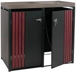 MCW 2er-M&uuml;lltonnenverkleidung O67 Anthrazit Holzoptik Dunkel 125x132x84cm