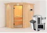 Karibu Sauna Silva mit Ofen externe Stg.Easy LED-Dachkranz Natur