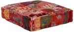 vidaXL Pouf Flickwerk Quadrat Baumwolle Handgefertigt 50&times;50&times;12 cm Rot