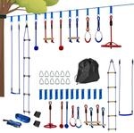 AIYAPLAY Kinder Kletterseil Set Kiefernholz Metall Blau Rot 1000L x 5B x 1H cm