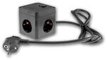 ChiliTec Steckdosen-W&uuml;rfel 3-fach mit USB-A&C & Schalter Schwarz