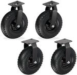Relaxdays Bockrollen und Lenkrollen Set Verzinkter Stahl Gummi Schwarz Schwerlast 26