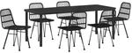 vidaXL Garten Essgruppe 7-Tlg Schwarz Poly Rattan 3379203