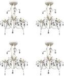 vidaXL Kristall-Deckenleuchte Kronleuchter 4 Stk Elegantes Wei&szlig; 278739