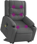 vidaXL Elektrischer Massagesessel mit Aufstehhilfe Dunkelgrau Stoff 3206583