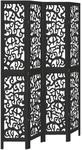 vidaXL 4 Tlg Paravent Schwarz Massivholz Paulownia 358756