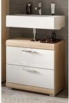 Inn.Furn Waschbeckenunterschrank in Wei&szlig; Hochglanz und Eiche 60 cm Mambo