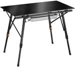 Tectake Aluminium Campingtisch Tina Faltbar Wetterfest 90 x 52 x 70 cm Schwarz