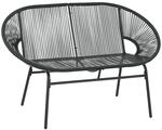 Outsunny Gartenbank Stahl PE-Rattan Schwarz 132L x 72B x 83H cm