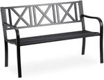 Relaxdays Gartenbank Stahl Schwarz Zweisitzer 127 cm x 63 cm x 80,5 cm 11,3 kg