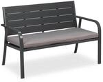Relaxdays Gartenbank Kunststoff Stahl Grau mit Sitzauflage 78 cm x 118 cm x 66...