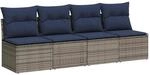 vidaXL Gartensofa mit Kissen Grau 220 x 62 x 69cm Poly-Rattan 366151