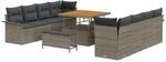 vidaXL Garten-Sofa-Set H&ouml;henverstellbar 11-Tlg Grau Poly Rattan 3362118