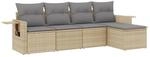 vidaXL 5-Tlg Garten-Sofagarnitur mit Kissen Beige Poly Rattan 3252426
