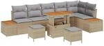 vidaXL 9-Teiliges Garten-Sofa-Set mit Kissen in Beige aus Poly Rattan und...