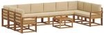 vidaXL Outdoor-Sofagarnitur mit Kissen 11-Tlg Natur und Beige 3367091