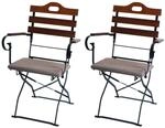MCW 2er-Set Biergartenstuhl J40 Gastronomie-Qualit&auml;t Braun Polster Hellbraun