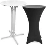 Beautissu Bellini Stehtisch &Oslash; 80cm Wei&szlig; mit Stella Stehtischhusse &Oslash; 80cm...