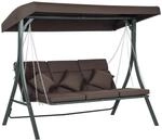 Outsunny Hollywoodschaukel 3-Sitzer mit Sonnendach Braun 198 x 118 x 168 cm