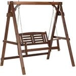 Beliani Gartenschaukel NERITO Dunkler Holzfarbton 117x159x169